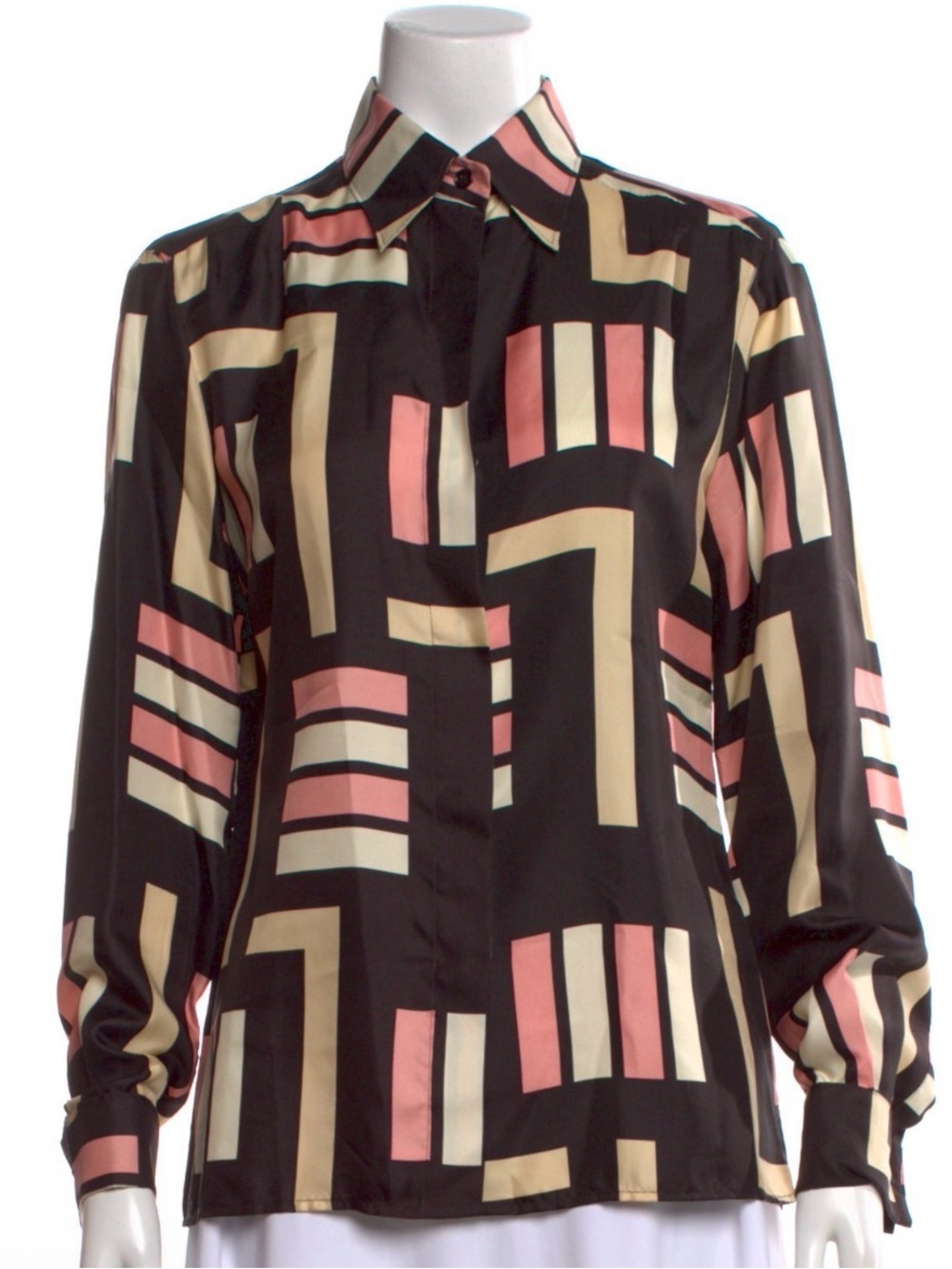 MaxMara 12 Vintage 100% Silk Retro Geometric 70s 80s Maximalism Mod Designer